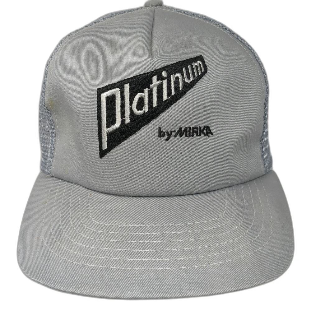 AmeriCap Trucker Hat Gray One Size Platinum by Mirka Mesh Back Snapback USA